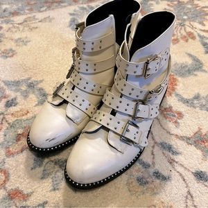 Steve Madden Edgy Studded White Ankle Boots